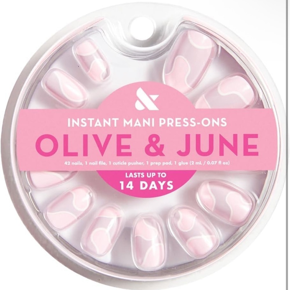 GROOVY SWIRL | Olive‎ & June | Instant Mani Press-On Nails (Glue) Short, Round